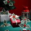 10 Stück Künstliche Stechpalmenbeeren mit grünen Blättern DIY Weihnachts-Kranz Hochzeitsblumen Geschenke Weihnachten Neujahr Festival Dekorationen