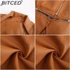BITCED Women's Leather Jacket with Detachable Hem Spring/Autumn Coat Fashionable Casual Jacket