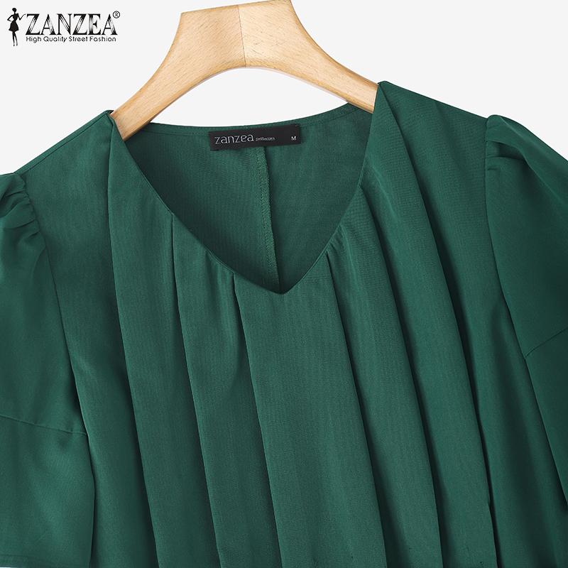 ZANZEA Women Casual V-Neck Summer Short Sleeve Blouse