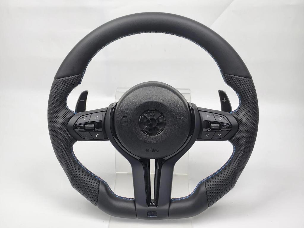 Black Chrome Sport Leather Steering Wheel For F30 F36 F20 F23 F22 M3 F80 X1 F48 F10 F07 F01 M5 E84 E87 E90 E70 BMW Car Accessory Easy To Install