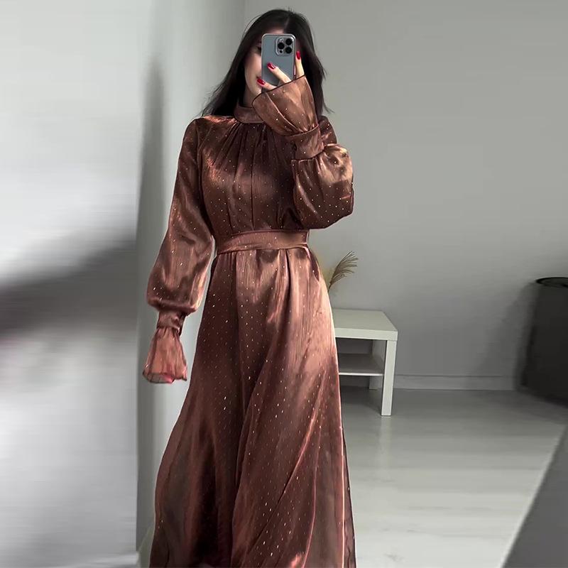 2024 Autumn Women's Elegant Polka Dot Print Dress