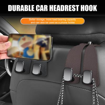 1/2Pcs Car Headrest Hook for Car Seat Back Storage Faux Leather Car Purse Hook Dual Car Bags Hooks for Car SUV Truck
