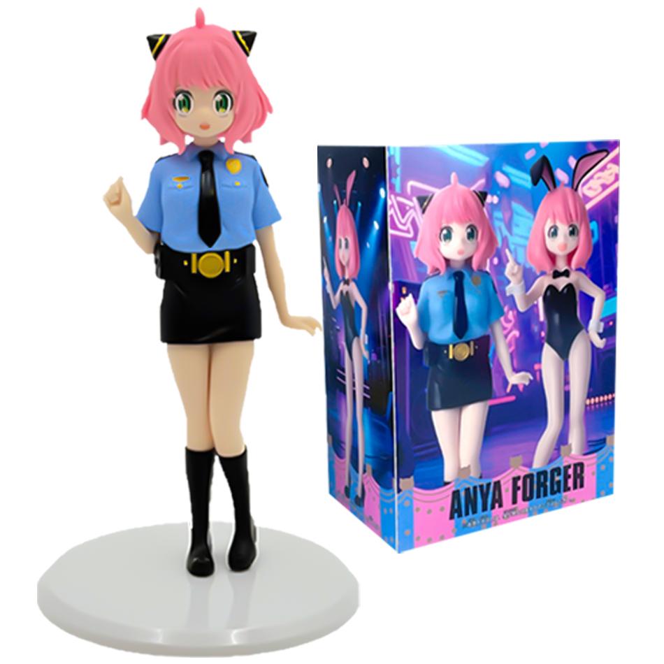 20-21cm Anime Figurine SPY×FAMILY Bunny Girl Police Uniform Anya Forger Action Model Pvc Toy Collection Desktop Accessories Gift