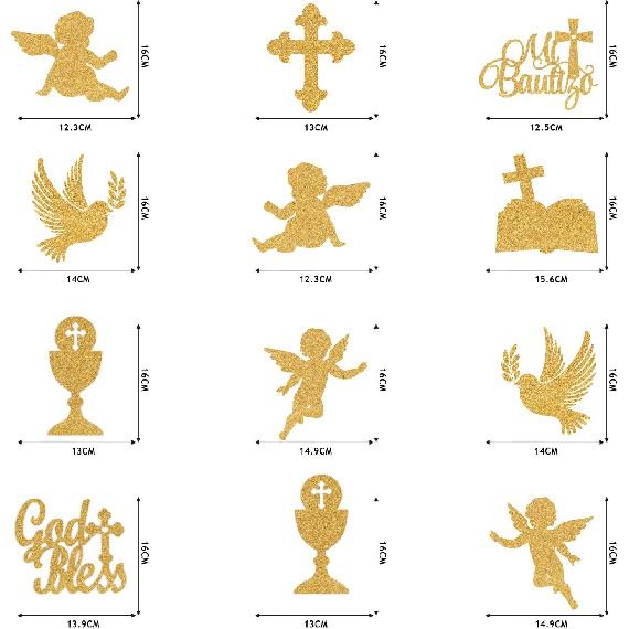 Mi Bautizo Party Decoration Baptism Decorations 24pcs Hanging Swirls Decoration God Bless Angel Gold Party Ceiling Decor Banner Supplies Baby Shower
