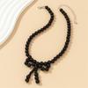 Y2k Bowknot Pearl Necklace for Women Elegant Butterfly Bow Charm Pendant Necklaces Fashion Wedding Party Jewelry Gift