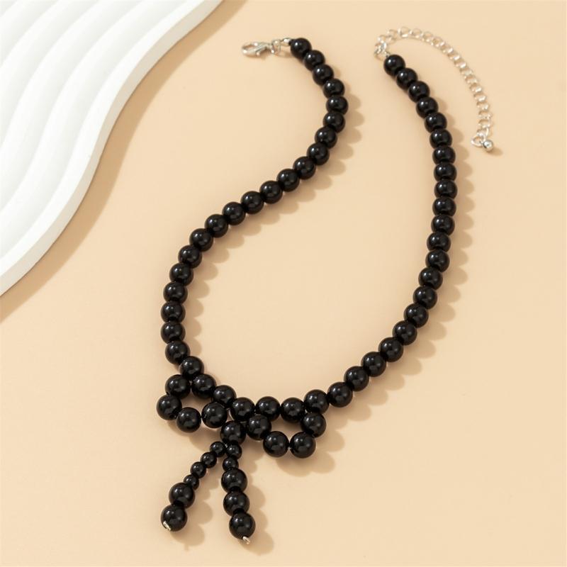 Y2k Bowknot Pearl Necklace for Women Elegant Butterfly Bow Charm Pendant Necklaces Fashion Wedding Party Jewelry Gift