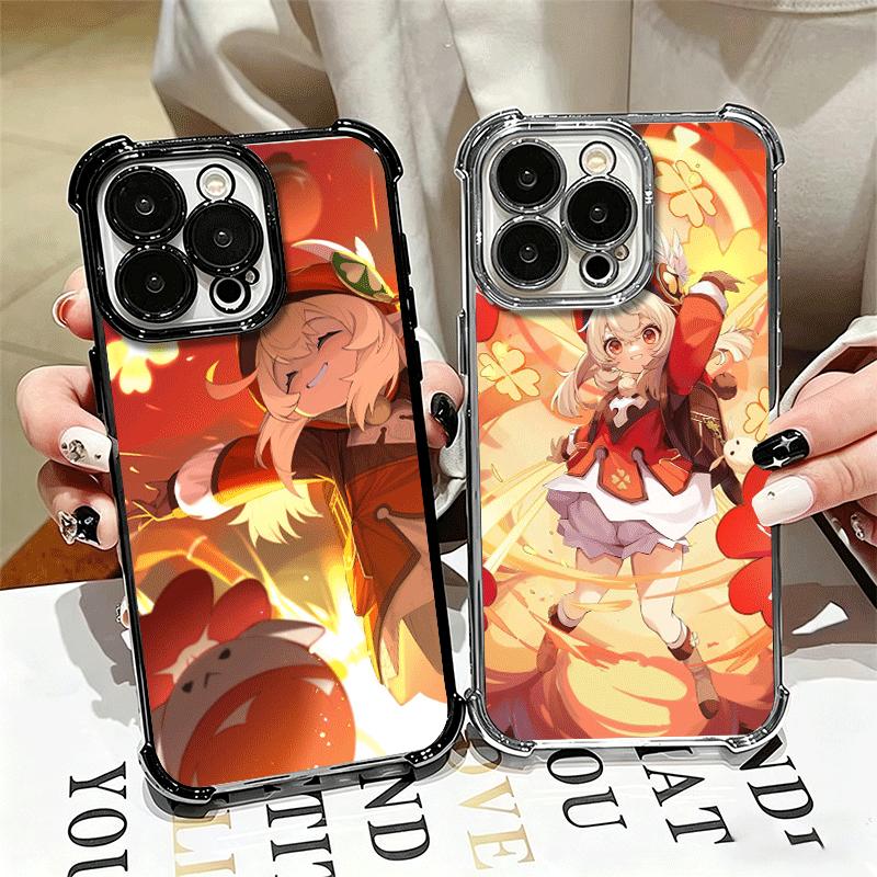 Genshin Impact Klee Plating Phone Case For Iphone 16 17 Pro Max Air 16E 14 15 Plus 12 13 Mini Anti-Fall Airabag Cover