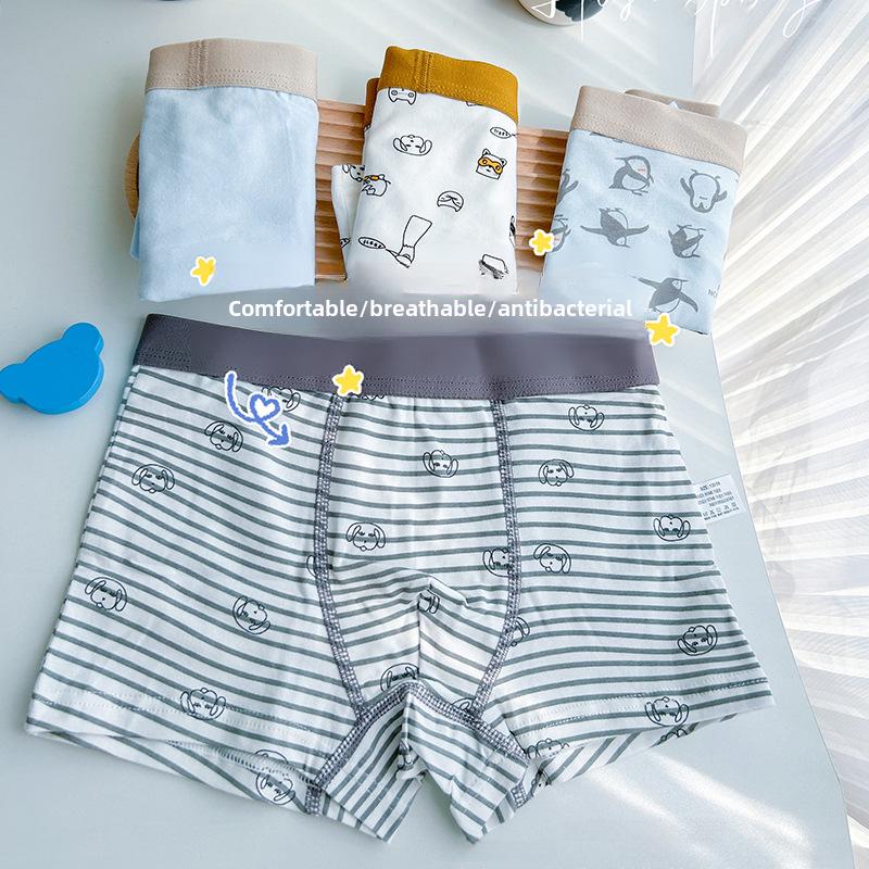 Children's Summer Cotton Boxer Briefs (Class A) for Boys Aged 9-12 - No Pinch Design.