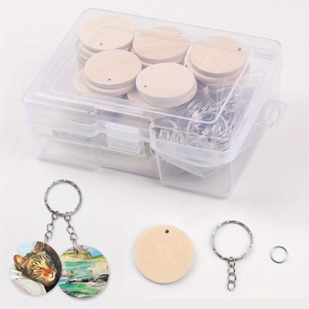 150Pcs/1box DIY Wooden Keychain Making Kit Key Rings - Create Unique and Personalized Keychains