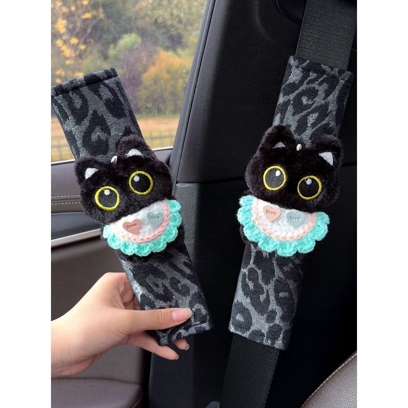 Cute Cat Car Seatbelt Shoulder Pads Creative Car Seatbelt Shoulder Protectors Anti-Strangle Protection Covers for Car Interior