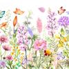 Bunte Blumendekor Wildblumen Schmetterlinge Grünes Gras Wandsticker Abnehmbar Abziehen