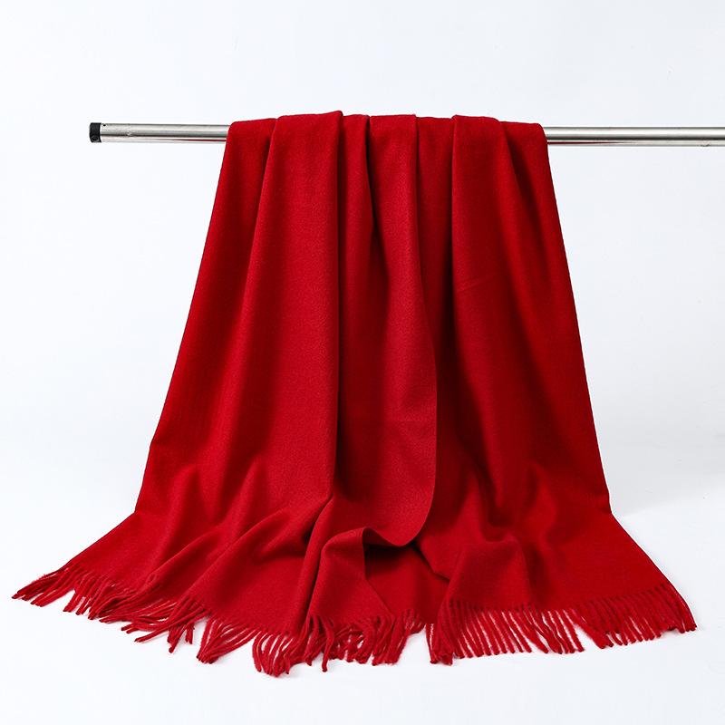Wool Scarf Women's Winter Korean Style Thickened Warm Solid Color Scarf Shawl High End Versatile Cashmere Scarf