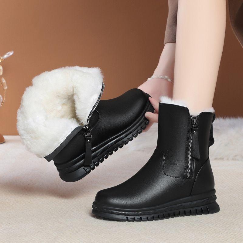 Women's Lightweight Comfortable Thick Sole Cold Warm Padded Snow Boots Non-slip Wear Outdoor Leisure Sports Martin Cotton Boots