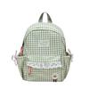 Schoolbag high-value plaid schoolbag women's new lace girl heart backpack Japanese sweet student travel backpack