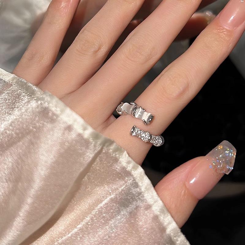 Bamboo Geometric Luxurious Ring For Women Stylish Adjustable Copper Finger Jewelry Trendy Piece Fashion