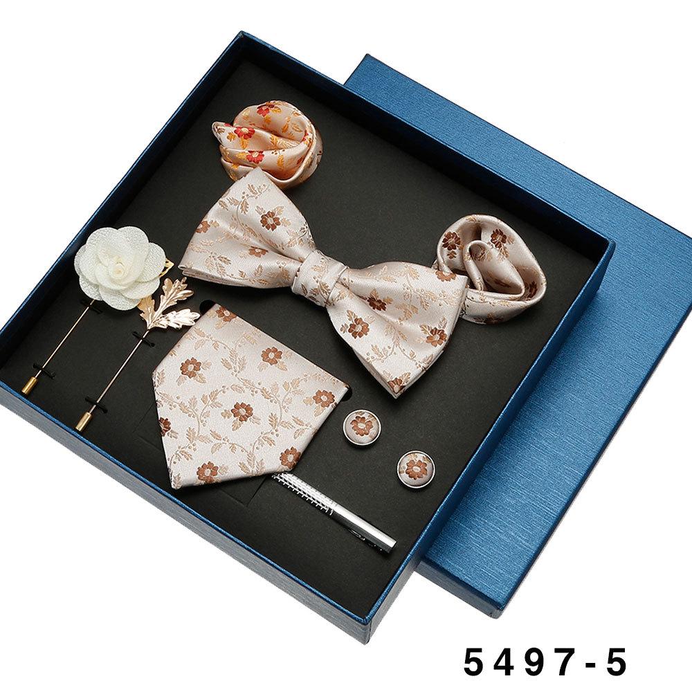 Men's Formal Tie & Pocket Square Eight-Piece Gift Set - High-End Wedding & Business 