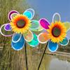 1Pc Outdoor Garden Lawn Yard Bird-Scaring Wind Spinner Fruit Garden Reflective Six Color Dazzling Sunflower Windmill Kids Toys