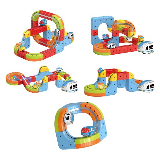 Yousheng 8/18/26/32/38Pcs/Set Magnetic Train Track Set DIY Race Car Cube Rail Building Kit Toddlers Boys Girls Gravity-Defying Electric Train STEM Toy