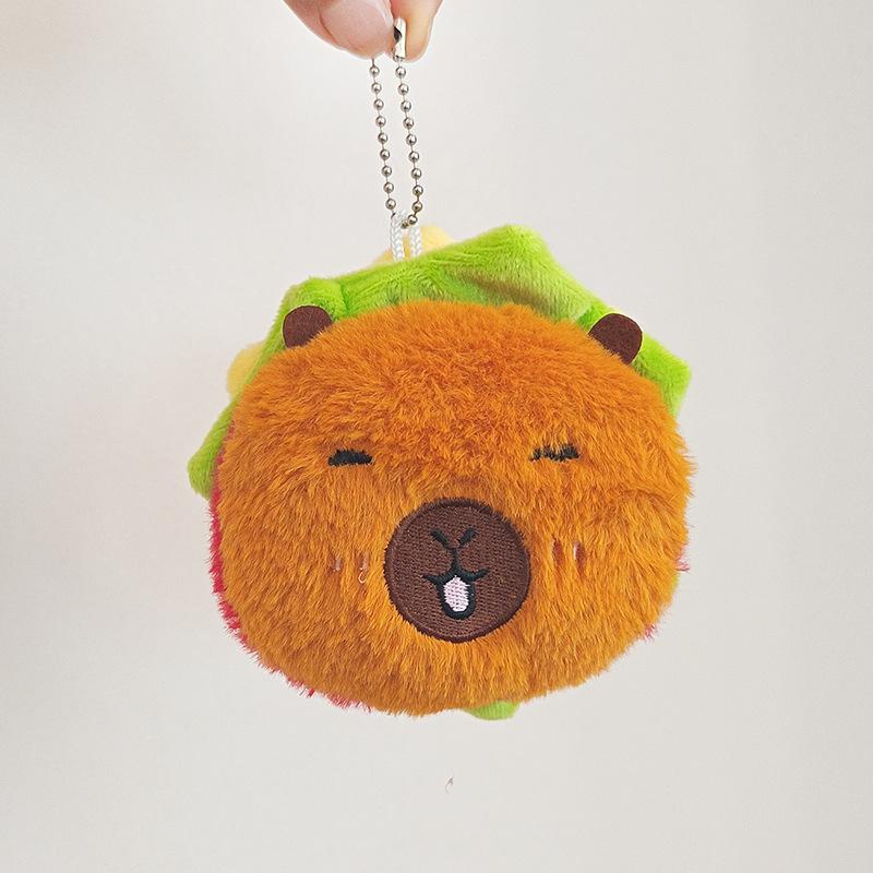 

Squeaky Capybara Hamburger Plush Keychain Cute Bag Gift Kapibala Doll Pendant Plush Toy 8cm