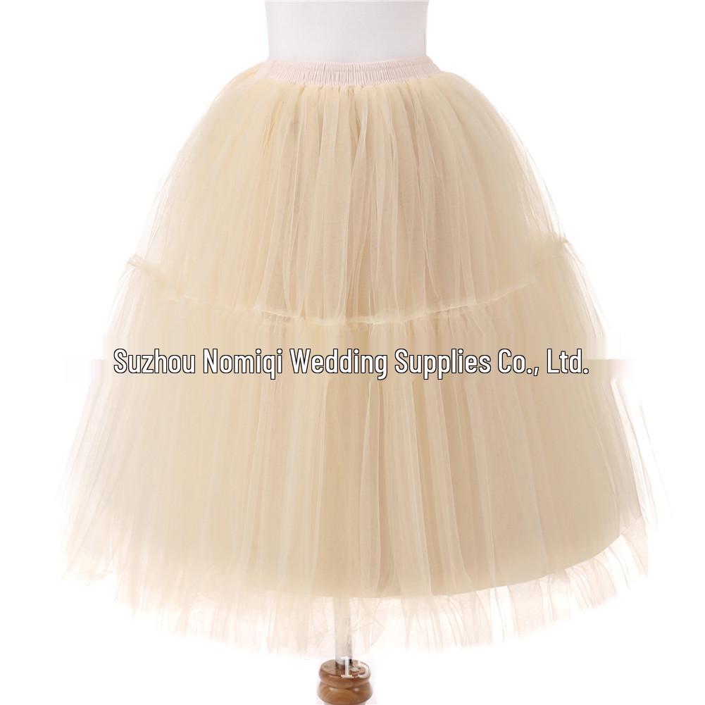 Women's 5-Layer Mesh Midi Fluffy Skirt - Summer Gauze Half Skirt