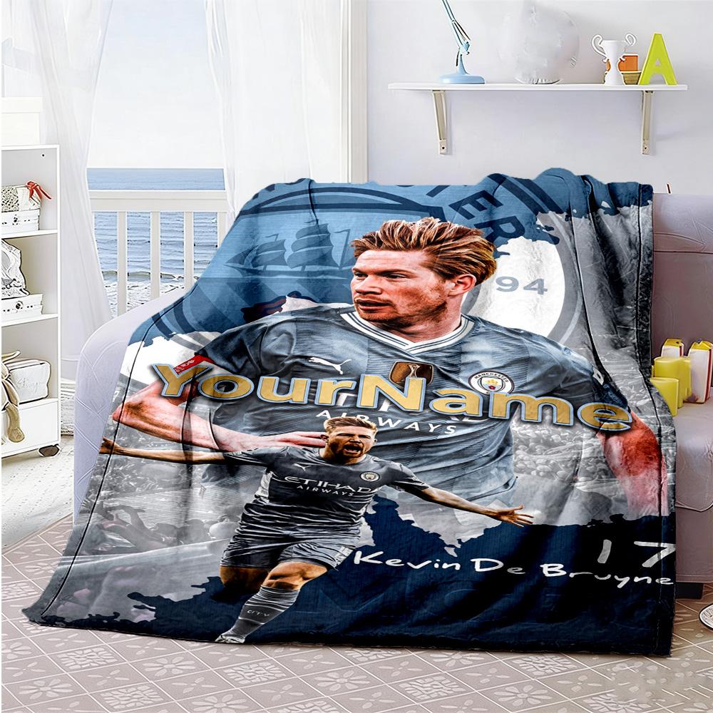 Manchester City Customize Your Name Blanket Multi-purpose Personalized Blanket Ultra-Soft Suitable for Sofa Livingroom Picnics Bed
