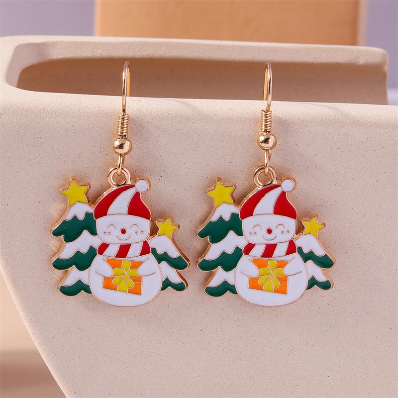 Fashion Merry Christmas Wreath Circle Hoop Earrings for Women Girls New  Party Festival Jewelry Gifts