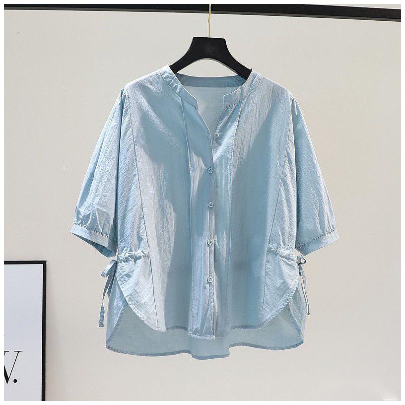 Women's Summer Casual Ruched Short Sleeve Blouse - Slim Fit, Plus Size