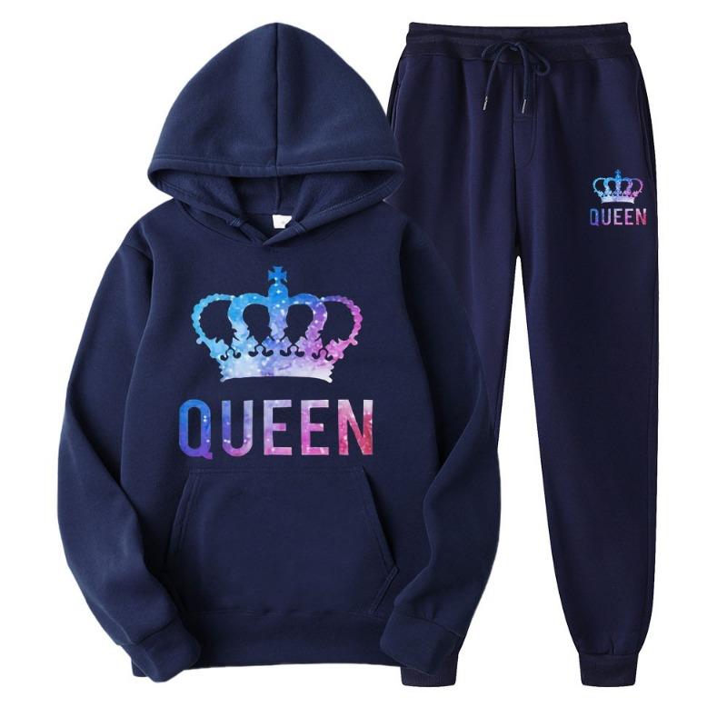 

Пара комплектов с капюшоном, мужская и женская повседневная свободная спортивная одежда с длинными рукавами, флисовая куртка, спортивные штаны, рубашки с коротким рукавом (Мужской) XXXL