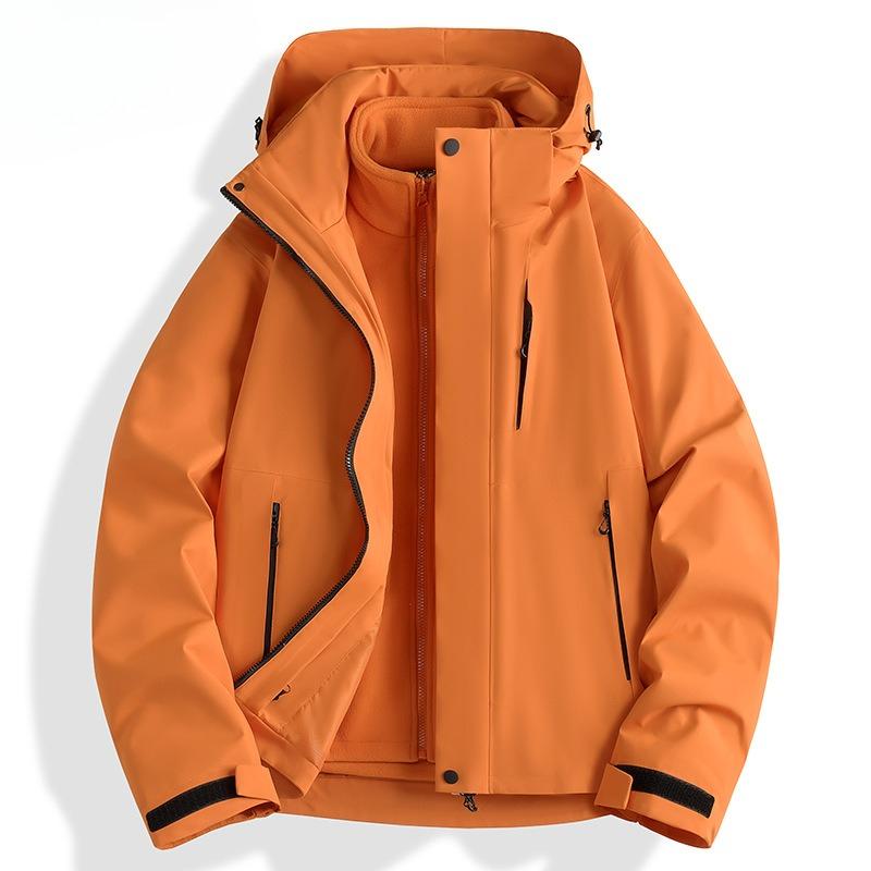 Kurtka Jesienno-Zimowa Trzyw Warstwy Wiatroszczelna Wodoodporna Odporna na Ścieranie Rekreacyjna Outdoorowa z Kapturem Kombinezon Górski Dwuczęściowy