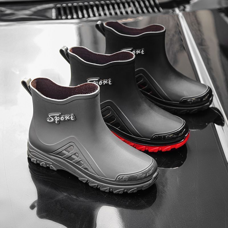 Rain shoes men's fashion adult short rain boots non-slip waterproof men's outdoor