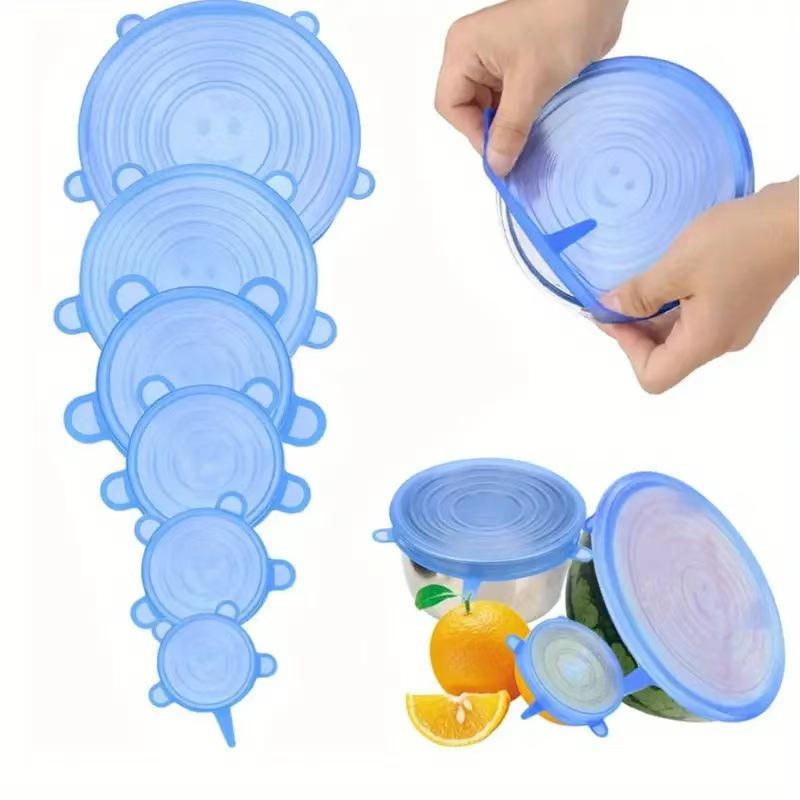 Silicone Food Grade 6-Piece Universal Fresh-Keeping Round Bowl Covers