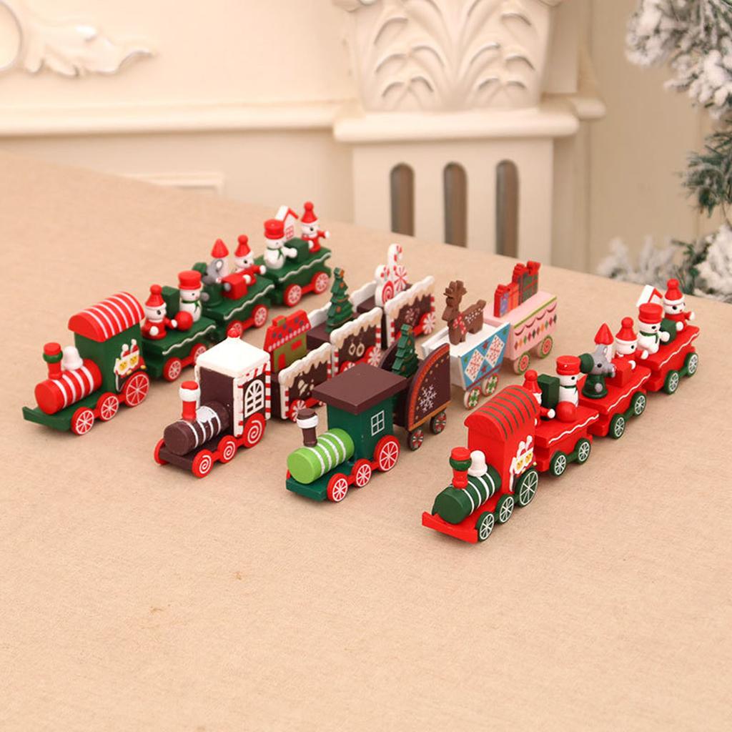 Christmas Wooden Train Window Decoration Handcrafted Festival Home Display Ornament Kids Room Decorative Item
