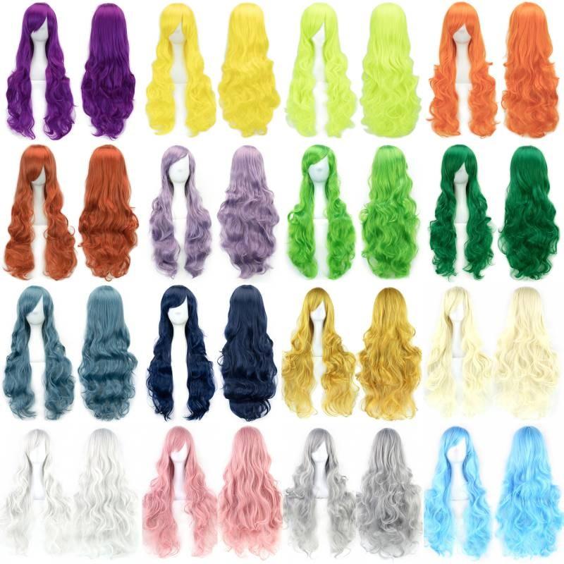 80cm Lange Wellenperücke in Lebhaften Farben Hochtemperaturfaser Ideal für Cosplay-Veranstaltungen