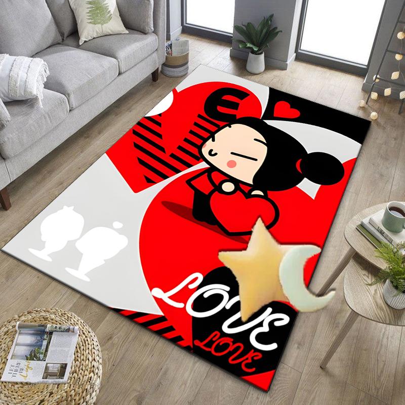 Heartfelt Love Cute Doll Office Rug Chair Mat, Game Carpet, Suitable for Front Door, Bedroom, Living Room, Desk, Holiday Gift