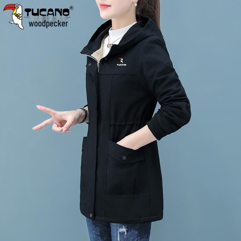

Woodpecker Women s Fleece-Lined Windbreaker Jacket: 2025 Winter Style, Loose Fit, Slimming, Casual for Middle-Aged Women 4XL чорний