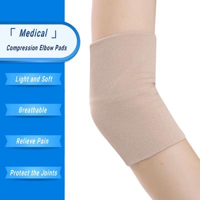 1 par medisinsk kompresjon albuestøtte Elastisk Sport Løping Sykling Utmattelsesavlastning Pustende Nylon Beige Gym Leddbeskytter