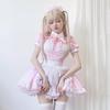Shangki Manufacturing Gothic Lolita Dienstmädchen Moe Cosplay Short mit ordentlicher und hübscher Kellnerin Rosa Dienstmädchen Übergröße Outfit, Kostüm, Ärmel, Rüschen,