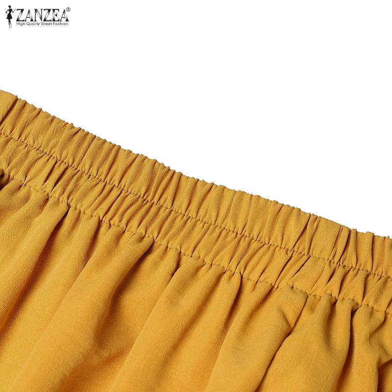 ZANZEA Blusa a Maniche Corte da Donna e Gonne Lunghe Estive Set Completi Due Pezzi