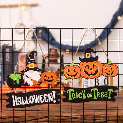 Weekly New Halloween Wooden Smiley Pumpkin Door Sign - Cartoon Gnome Hanger for Home Party Decor.