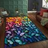 Large Crystal Velvet Rainbow Butterfly Mat Non Slip Machine Washable Vibrant Multicolor Living Room Bedroom Office Patio Decor