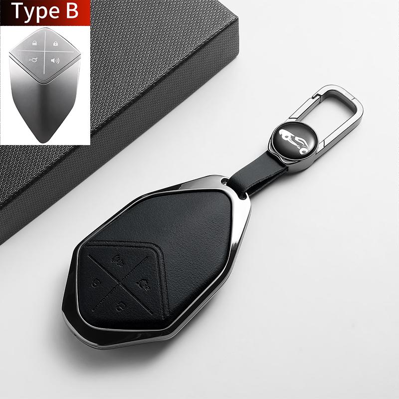 For Changan DEEPAL S07 L07 SL03 S7 G318 S05 Leather Metal Car Smart Key Case Cover Fob Car Protector Key Shell Decor Accessories