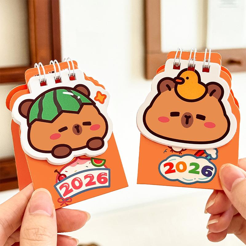 2026 Mini Capybara Desk Calendar Pocket Portable Daily  Calendar Planner Desktop Decoration Office Stationery