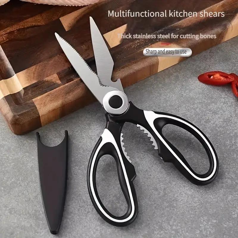 Kitchen Shears for Cutting Chicken, Duck, Fish -Stainless Steel Food-Safe Multipurpose Scissors with Sharp Blades & Ergonomic Handles for Cooking