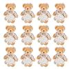 12-48PCS Mini Bear Stuffed Animal Toys Bulk 10cm Soft Plush Bears with Burlap Clothes for Baby Shower Birthday Party Decoration
