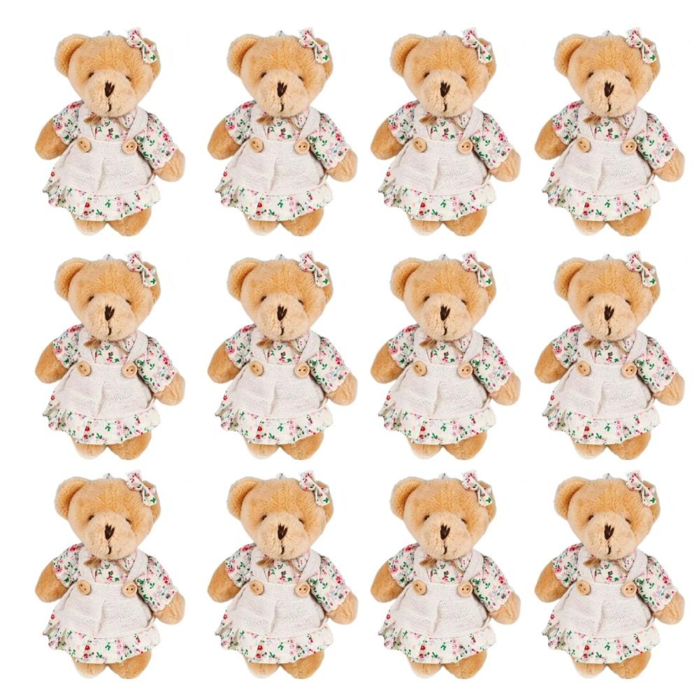 12-48PCS Mini Bear Stuffed Animal Toys Bulk 10cm Soft Plush Bears with Burlap Clothes for Baby Shower Birthday Party Decoration