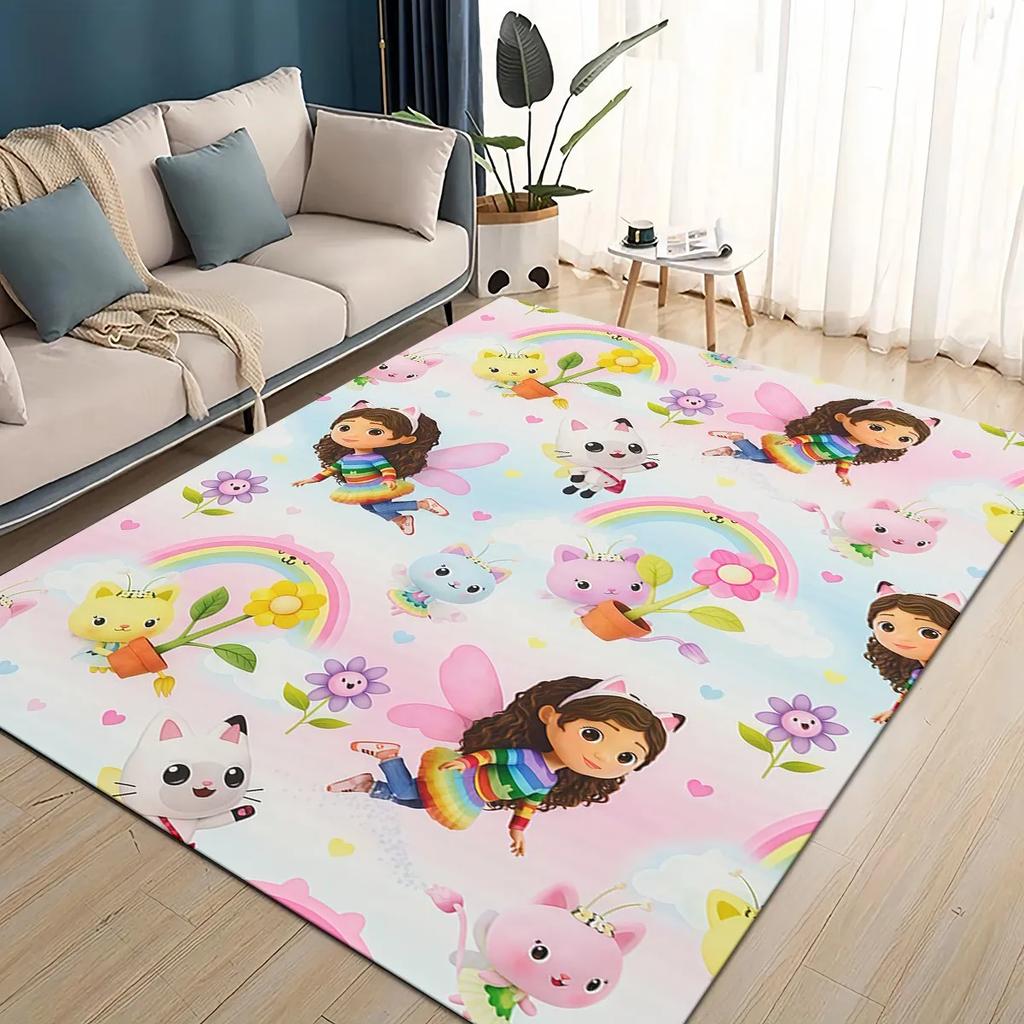 2025 New Style Gabbys Dollhouse Cartoon Girl Gift Carpet Rug for Living Room Bedroom Home Sofa Decoration,kid Non-slip Floor Mat