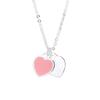 Qiaolanxuan Tri-Color Heart Enamel Necklace: Red, Blue & Pink T-Neck Clavicle Chain