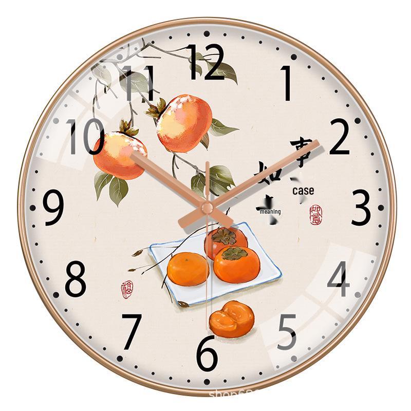 Chinese-Style Quartz Wall Clock - Modern, Punch-Free Living Room Decoration