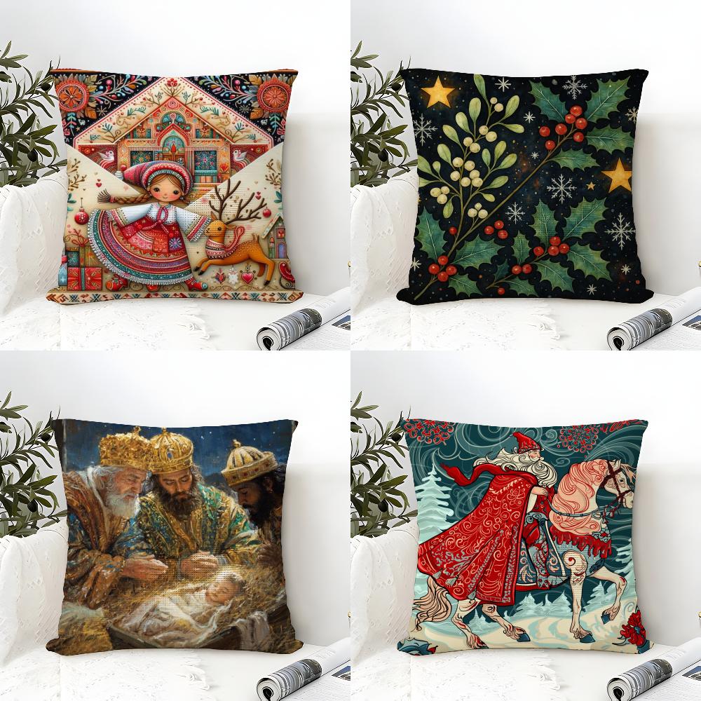 Cartoon Children'S Illustrations Religious Prints Pillow Case Linen Pillow Case Sofa Home Decor Cushion Cover Cushion Cove