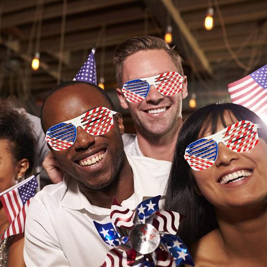 1/5/24Pcs Independence Day Glasses Flag Red Striped White Blue Star Set Pattern Shutter Glasses
